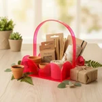 Neon Pink Acrylic Scallop Basket with handle