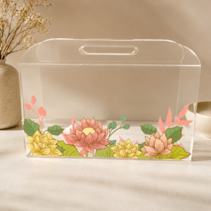 Horizontal Acrylic Bag with Multicolor Floral Print