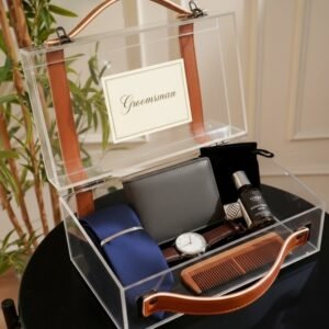 Acrylic Suitcase Box with Leather Straps