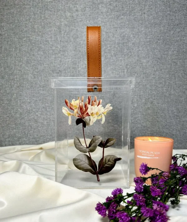 Acrylic Box with Leather Holder – Floral Display - Image 4