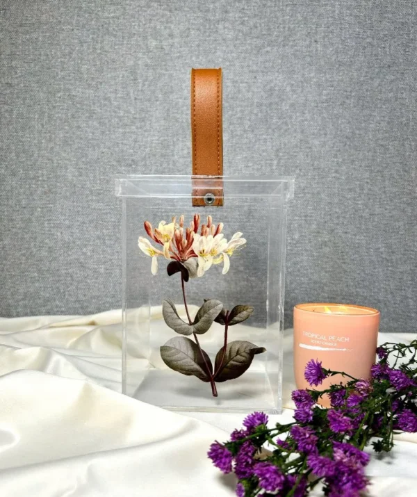 Acrylic Box with Leather Holder – Floral Display