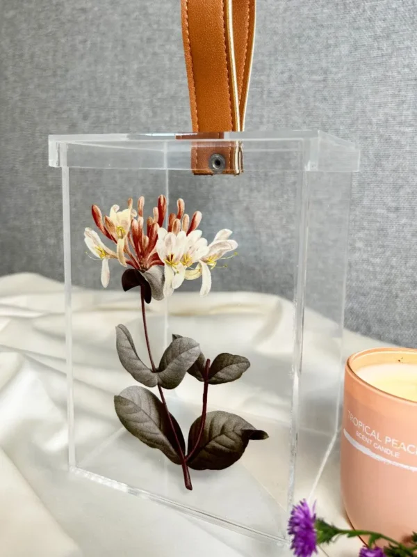 Acrylic Box with Leather Holder – Floral Display - Image 6