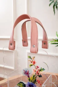 Scallop Basket with Faux Leather Handle