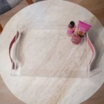 Top view of empty acrylic serving tray showing transparent design.