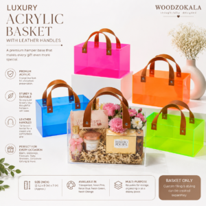Acrylic Basket with Faux Leather handle